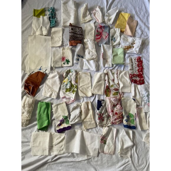 Vintage Handkerchief Collection Embroidered & Floral Patterns Cotton & Linen Ass - Picture 1 of 16